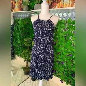Old Navy Blue Anchor Dress XS Spaghetti Strap Knee Length Anchor pattern